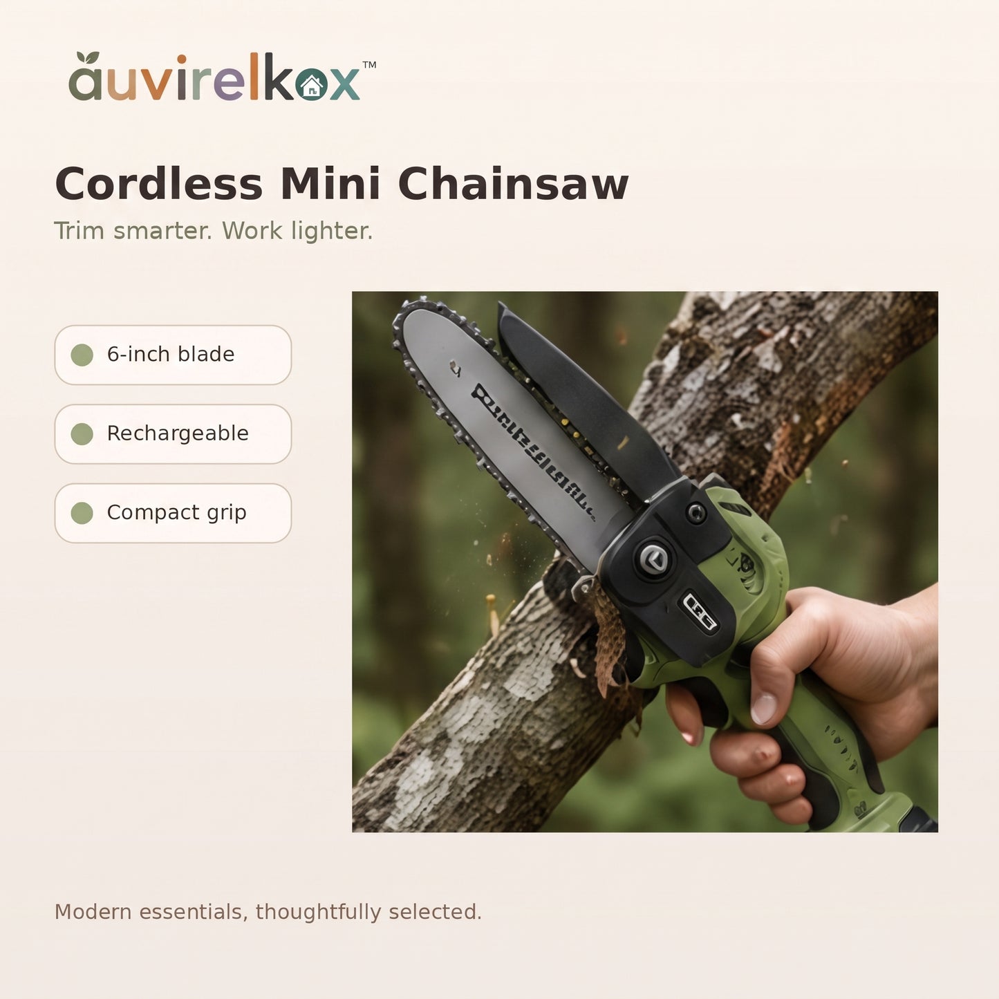 Cordless Mini Chainsaw 6-Inch, Rechargeable Handheld Pruning Saw for Yard, Branches and Garden Work