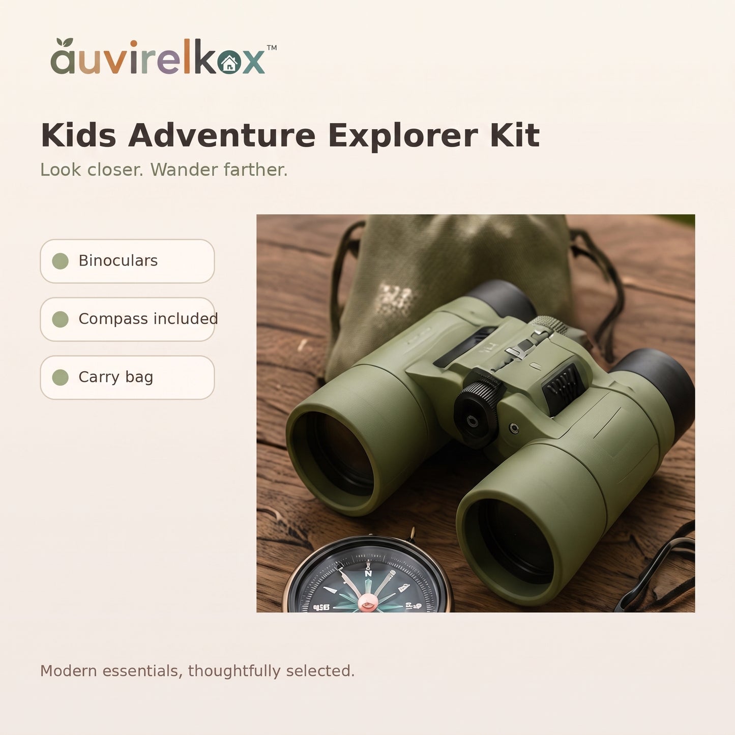 Kids Adventure Explorer Kit with Binoculars, Compass and Outdoor Nature Discovery Accessories