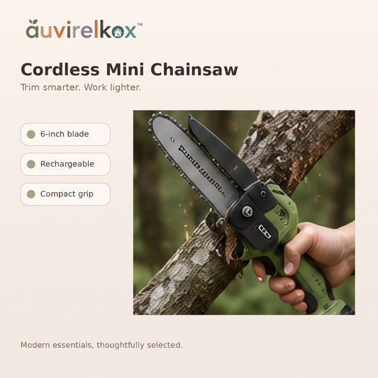 Cordless Mini Chainsaw 6-Inch, Rechargeable Handheld Pruning Saw for Yard, Branches and Garden Work