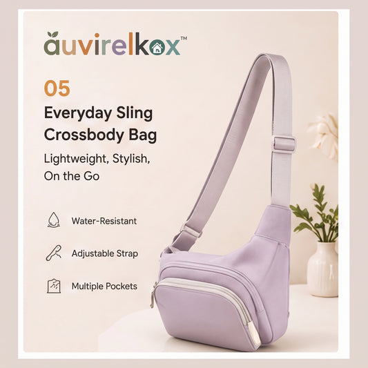 Everyday Sling Crossbody Bag, Water-Resistant Multi-Pocket Travel Shoulder Bag for Women and Men